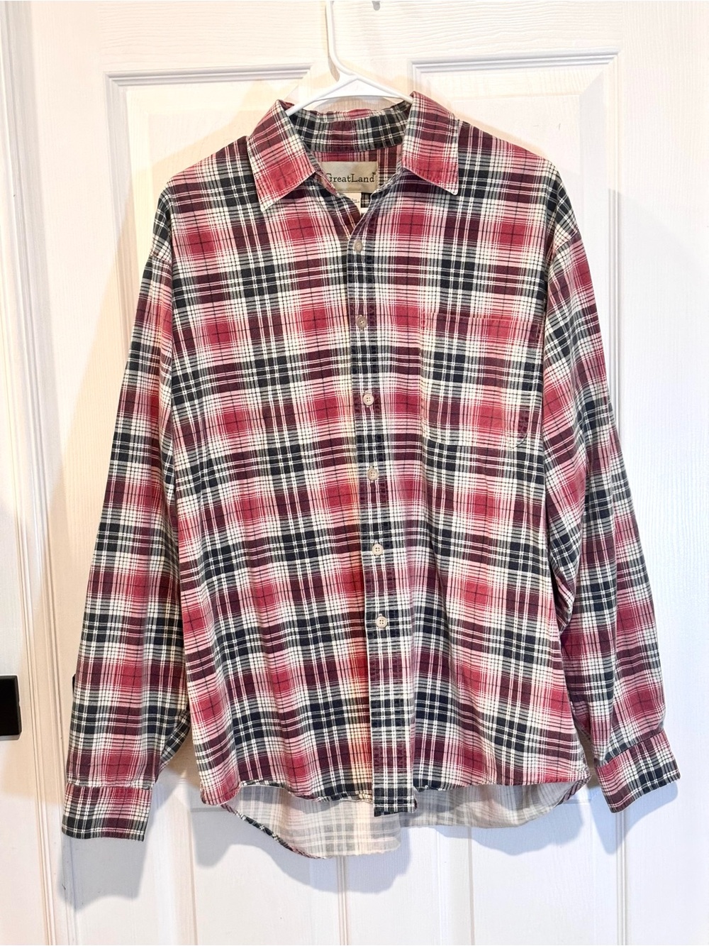 GreatLand 90’s Vintage Grunge Red Black Flannel Shirt MENS LARGE Outdoor Y2K